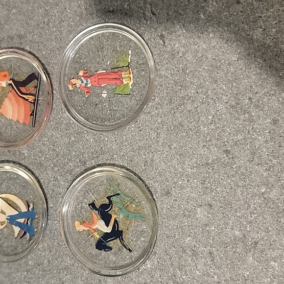 Vintage Mid Century Modern Set of 6 Glass Coasters - Picture 4 of 4